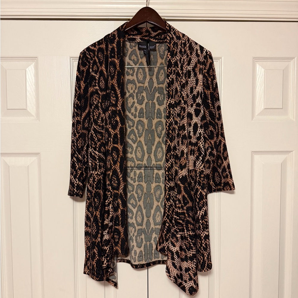 Frank Lyman Leopard Print Open Front Cardigan